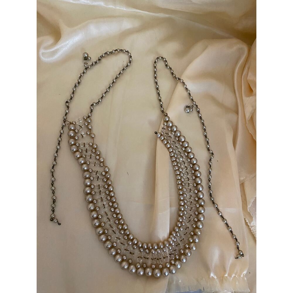 Vintage Antique Faux Pearl Bridal Hairpiece Headpiece Flapper Belly Dance